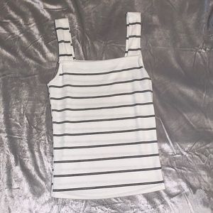 White women’s tank with black stripes